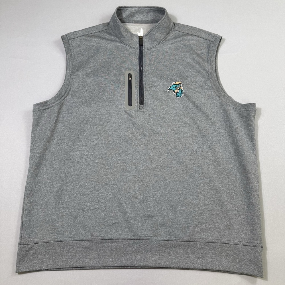 Johnnie-O Denny PREP-Formance 1/4 Zip Vest Mens XL Steel Gray Coastal Carolina